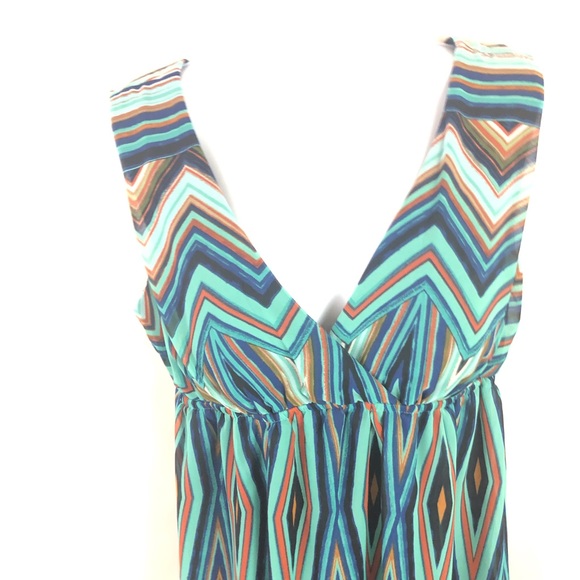 Cynthia Rowley Diamond Chevron Patterned Blue 8 - Picture 3 of 7